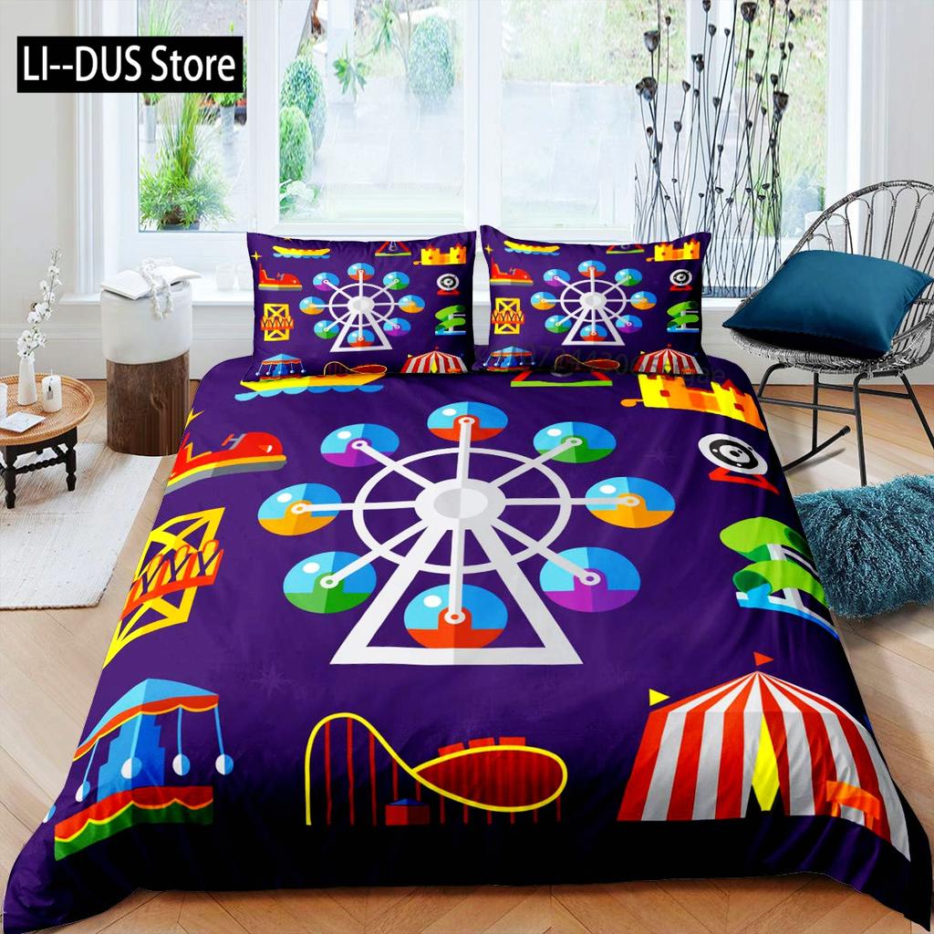 Comforter Amusement Park Polyester Ferris Wheel Ball Bedding Set Girl Cartoon Fairy Tale Queen Size 2/3Pcs Comforter