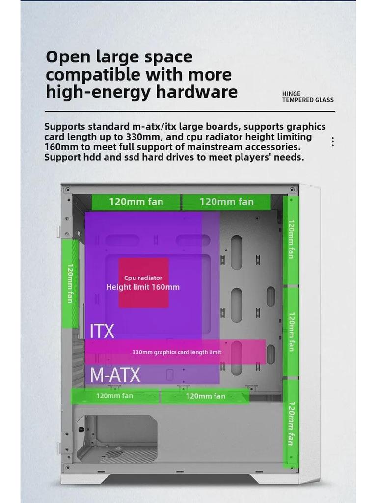 Wanjia Juechen Gundam-Themed Desktop Computer Case with Tempered Glass and Water Cooling Support