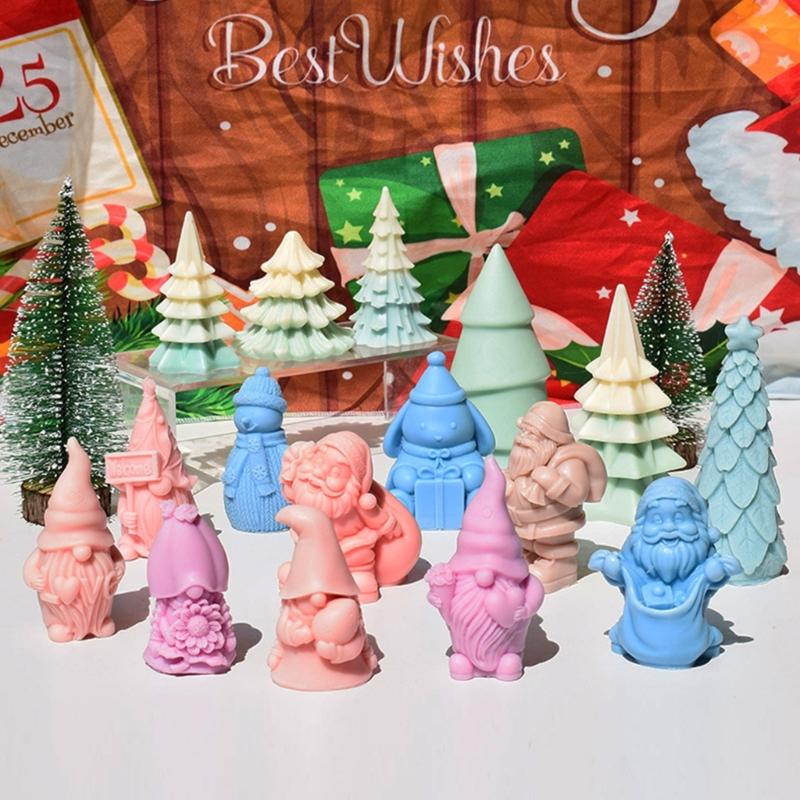 Santa Claus Candle Mould Christmas Silicone Molds Ornament Molds Castings Molds Handmade Plasters Molds Craft Supplies