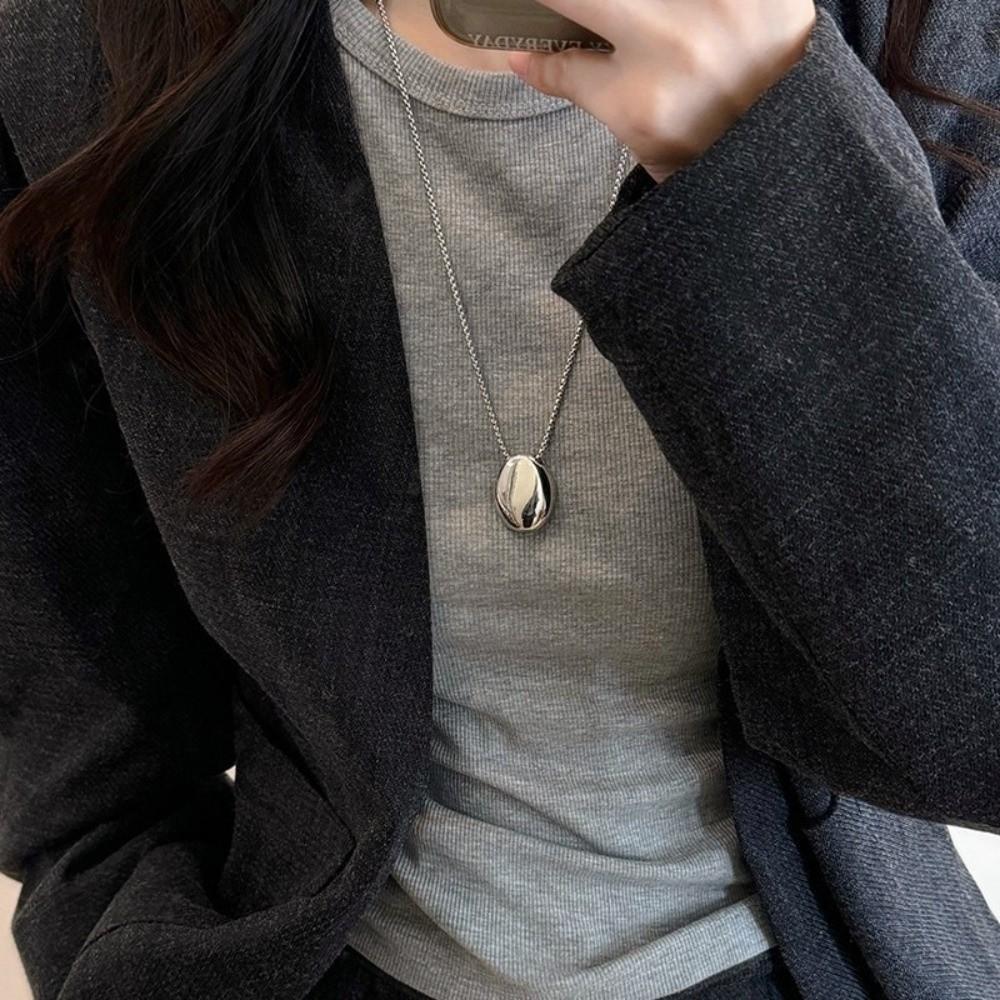 Geometric Pendant Necklace Metal Long Sweater Chain Women Choker Necklace  Sweater Accessories