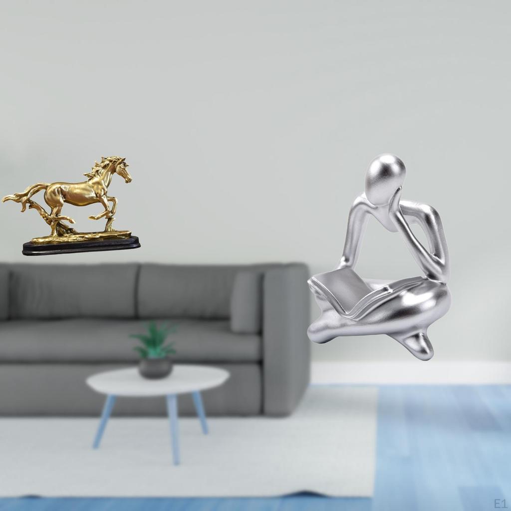 Abstract Horse Thinker Figurine Artwork Collectible Ornament Statue for Desk Tabletop Living Room