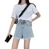 Classic and Minimalist Fashion Versatile High Waist Female Summer Double Buckle Loose Thin Wide Leg Rolled A Word Super Denim Shorts Individuality