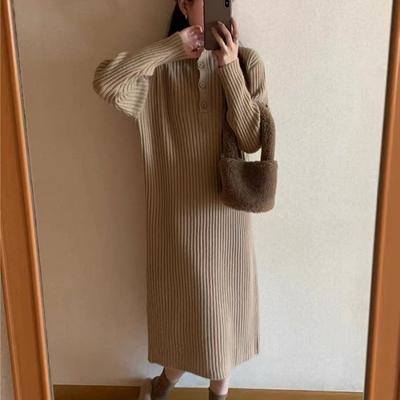 Semi-turtleneck Temperament Fashionable Versatile Dress Women's Autumn and Winter Loose Simple Casual Knitted Sweater with Sweater Women