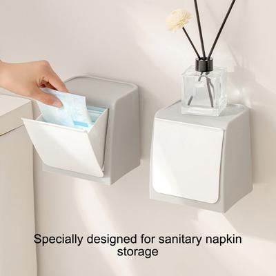Caja de Almacenamiento de Pared Sin Perforación Baño Baño Pared Cubo Volcable Caja de Almacenamiento Para Toallas Sanitarias Y Toallas de Papel