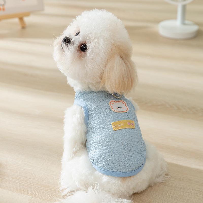 Summer Dog Clothes Bear Print Dog Vest Chihuahua French Bulldog Thin Breathable Shirt Sun Protection Puppy Outfit Pet Costume