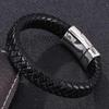 Men's Retro Anchor Leather Bracelet with Magnetic Clasp - Stainless Steel Wristband Accessory