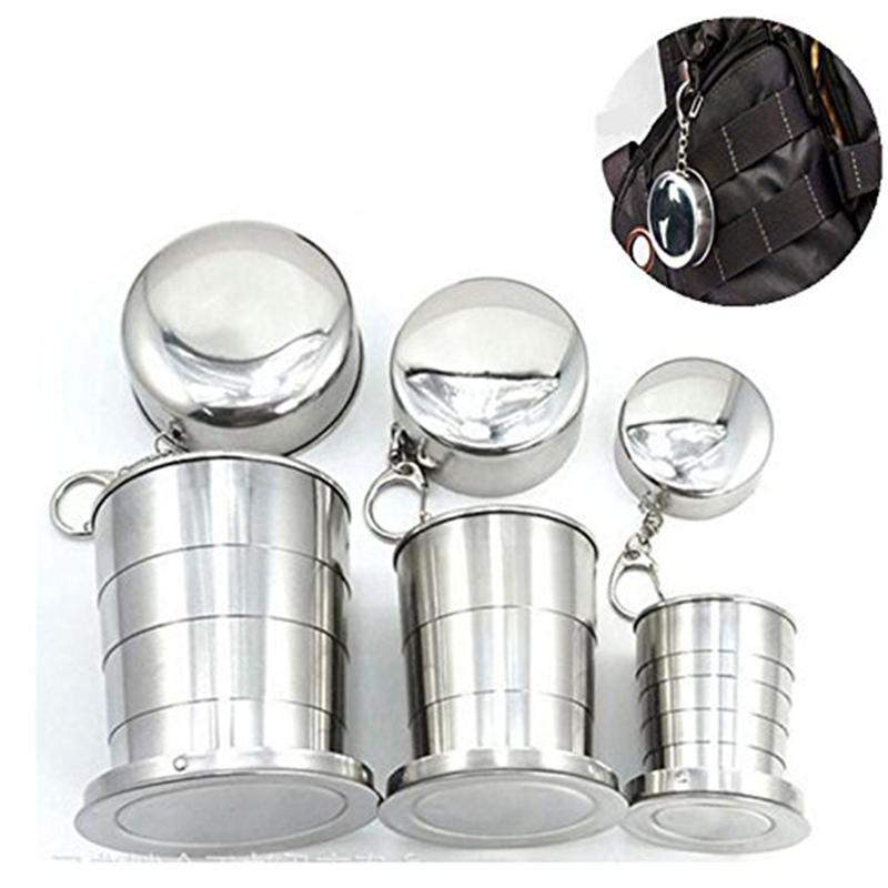 Food Grade Stainless Steel Telescopic Cup Travel Lightweight Outdoor Use Folding Cup Lightweight Extendable Water Cup Metal Wine Glass