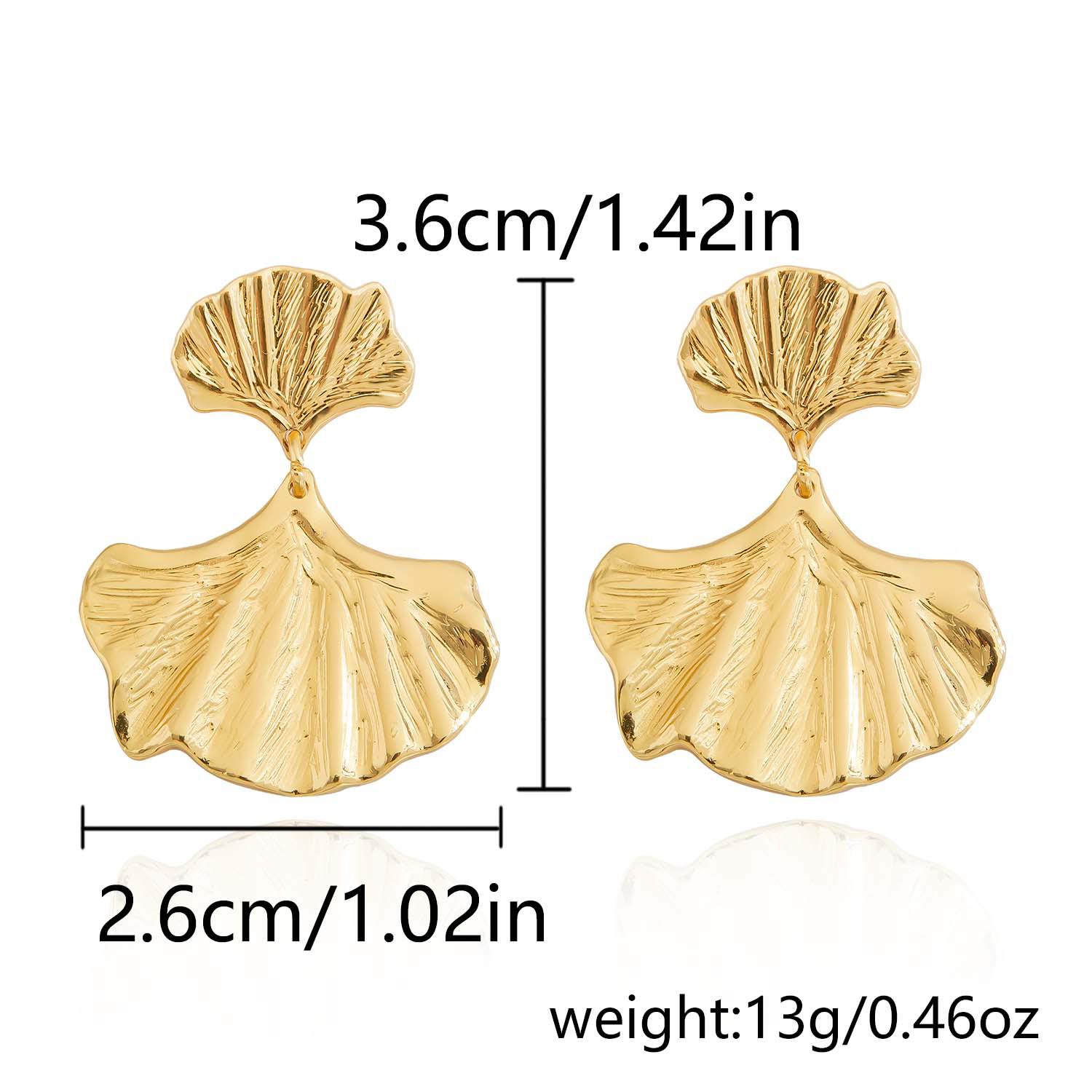 Exaggerated Gold Electroplated 18K Floral Earrings in Light Luxury Style