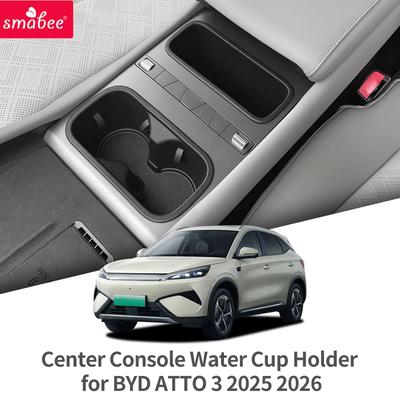 Smabee for BYD ATTO 3 EVO 2025 2026 Central Water Cup Holder Storage Box TPE Shock-Absorbing Tidying Accessories
