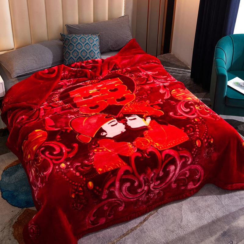 Winter Thickened Raschel Wedding Blanket – Double Layer Quilt for Students & Couples