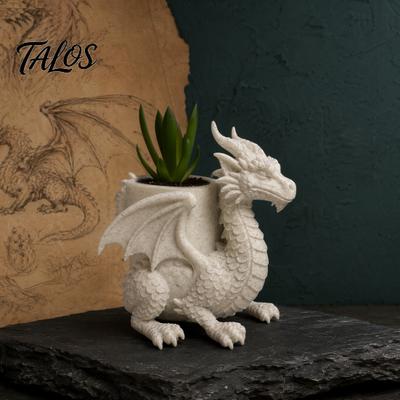 Fioriera da Scrivania e Portapenne Drago Stampato in 3D, Fioriera da Scrivania Creativa con Contenitore, Piccola Artistica per Decorazioni con Statuette Casa Ufficio, Unica