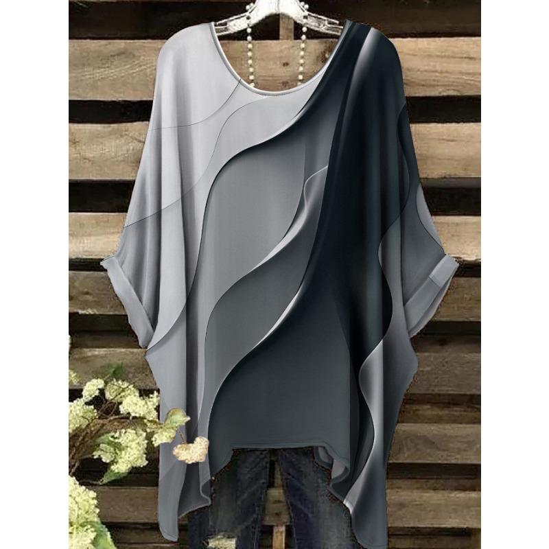 Summer Fashion New Product Large Round Neck Marble Pattern Print