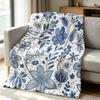 Blue Botany Flannel Blanket Warm Soft Halloween Christmas Couch Warm Cozy Decorative Decor Gift for All Season