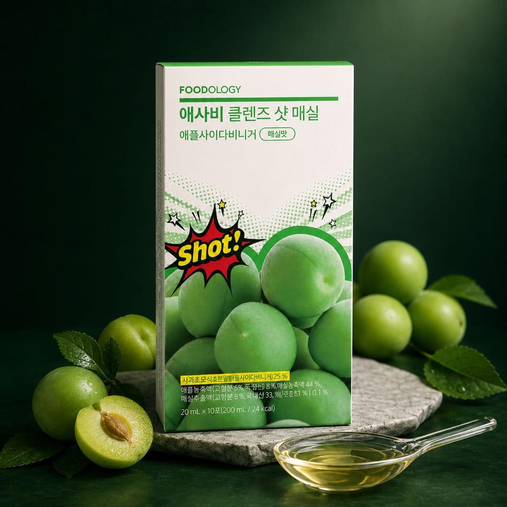 FOODOLOGY Apple Cider Vinegar Cleanse Shot #Green Plum 20ml*10 Sticks