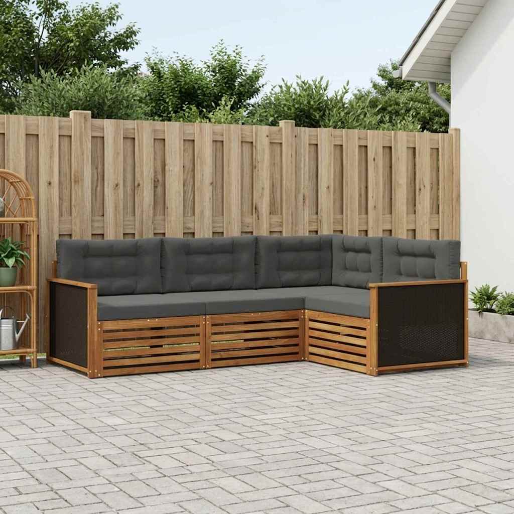 Outdoor Sofa Set 4 pcs Natural and Anthracite