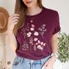 Vintage Boho Wildflowers Comfort TShirt Cottagecore Tshirt Botanical Purple Floral Tee Apparel Trendy Y2K Casual Streetwear