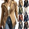 Women's Vintage Western Jacket Cardigan with Lapel Collar, Color, Long Sleeve