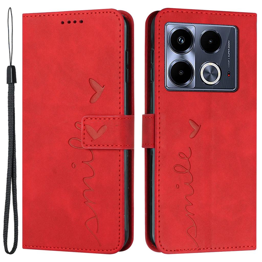 For Infinix Note 40 Case PU Leather Folio Phone Cover Imprinted Love Heart