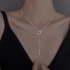 925 Silver Geometric Square Necklace Long Tassel Chain Wedding Jewelry Sweater Chain for Women