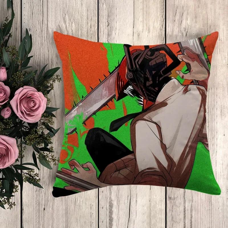 Anime Pillow Chainsaw Man Throw Pillows Pilow Cases Decorative Pillowcase Fall Decor Cushion Cover Car Decoration