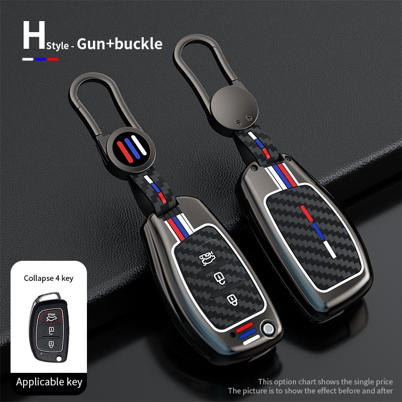 

Zinc Alloy Car Key Case Cover Remote Case Shell Fob For Hyundai Sonata 2015 Santa Fe 2013 GLS Car Keychain Interior Accessories