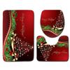 4pcs Shower Christmas Curtain Toilet Cushion Set Cover Mat Pad Rug Xmas Bathroom