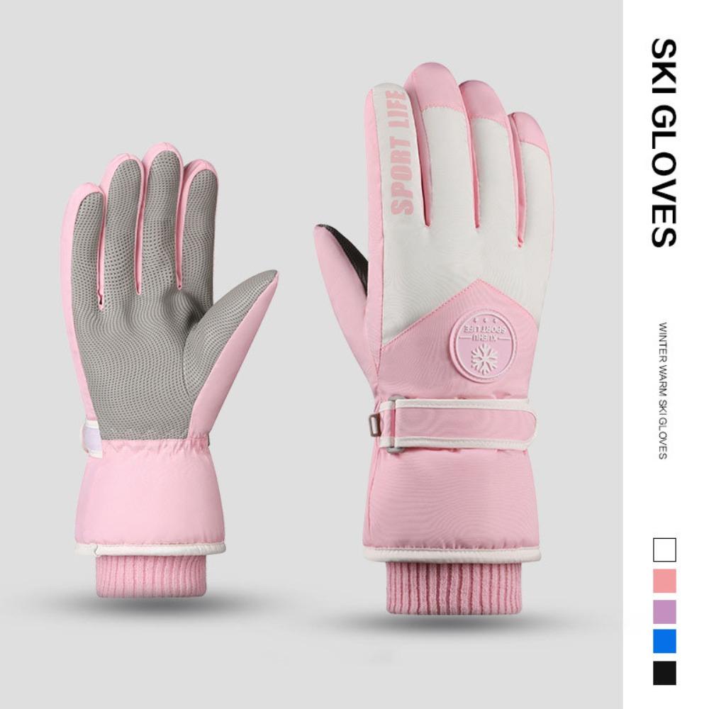 

Riding Skiing Gloves Touchscreen Gloves Motorcycle Gloves Waterproof Winter Warm Gloves Camping Women Pink