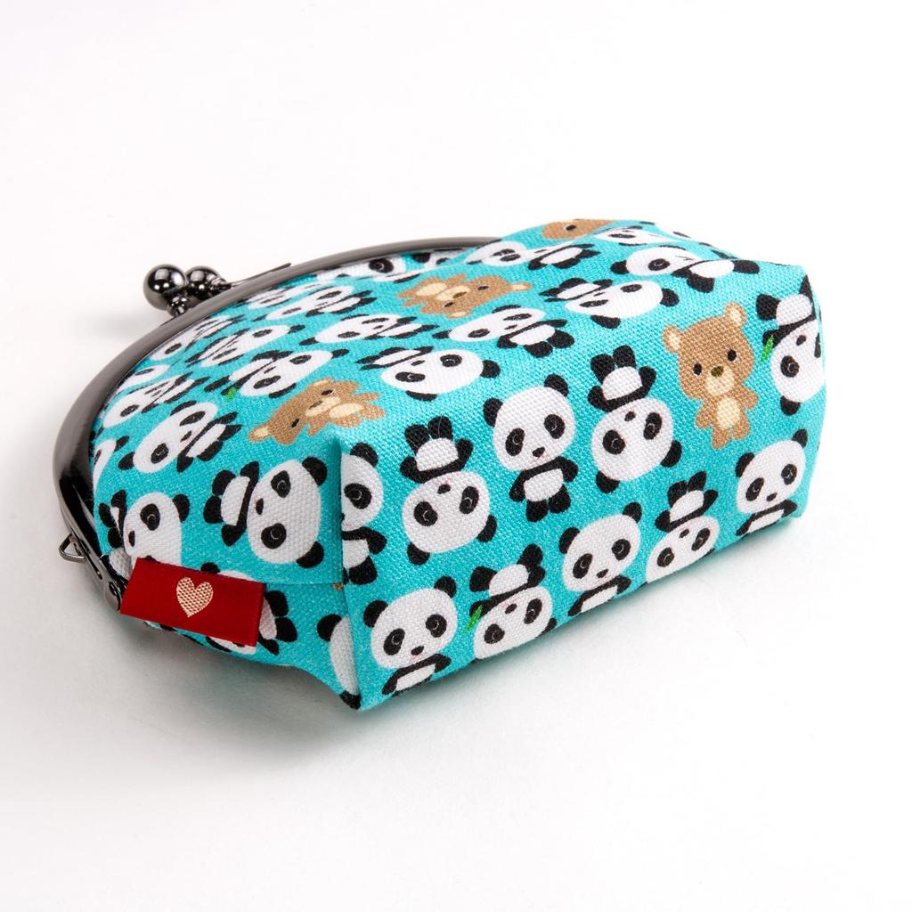 Pet Lovers HappyFabric Clasp Pouch Panda Blue 3.8-inch GS-106B
