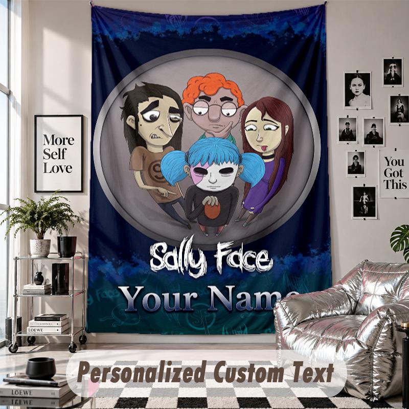 Custom Tapestry Wall Hanging, Sally Face Personalized Name Text Home Wall Decor