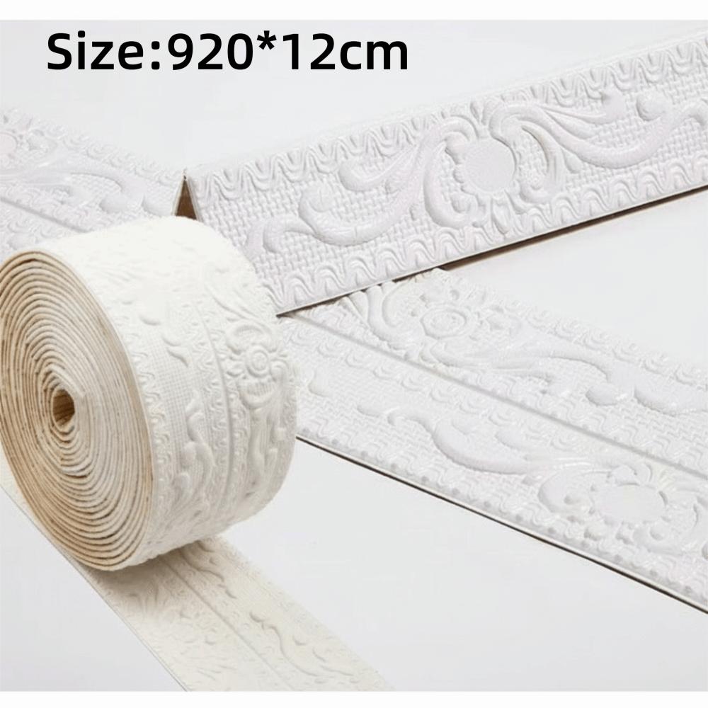 1 Roll Waterproof Ceiling Decoration Strip Self-Adhesive 3D Wall Sticker Antifouling Easy Installation Skirting Wall Stickers