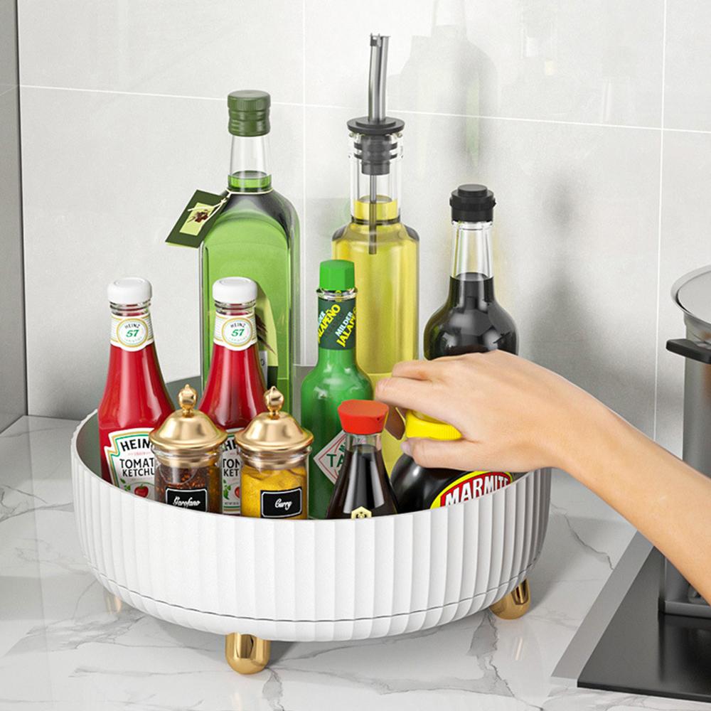 Kitchen 360°Rotating Spice Holder Desktop Storage Box for Perfume Cosmetic Box Bathroom Home Office Organizer Seasoning Holder