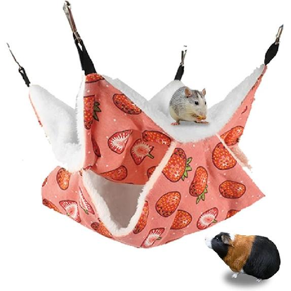 

LYART Гамак и теплая кровать для морской свинки, крысы, хорька, маленького питомца, укрытие, туннель, пещера, подвесной двухъярусный гамак, игрушка для клетки для хомяка, сахарного поссума, белки 3.Hammock