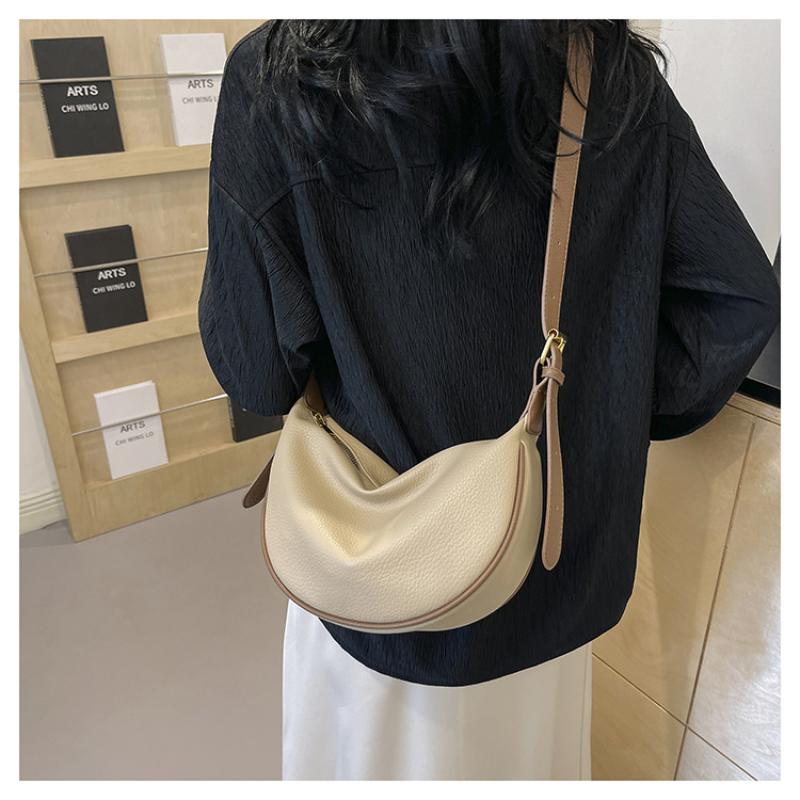 Fashion Soft Leather Crescent Crossbody Bags Casual Hobo Sling Shoulder Bag With Adjustable Strap Roomy For Daily Commute Travel