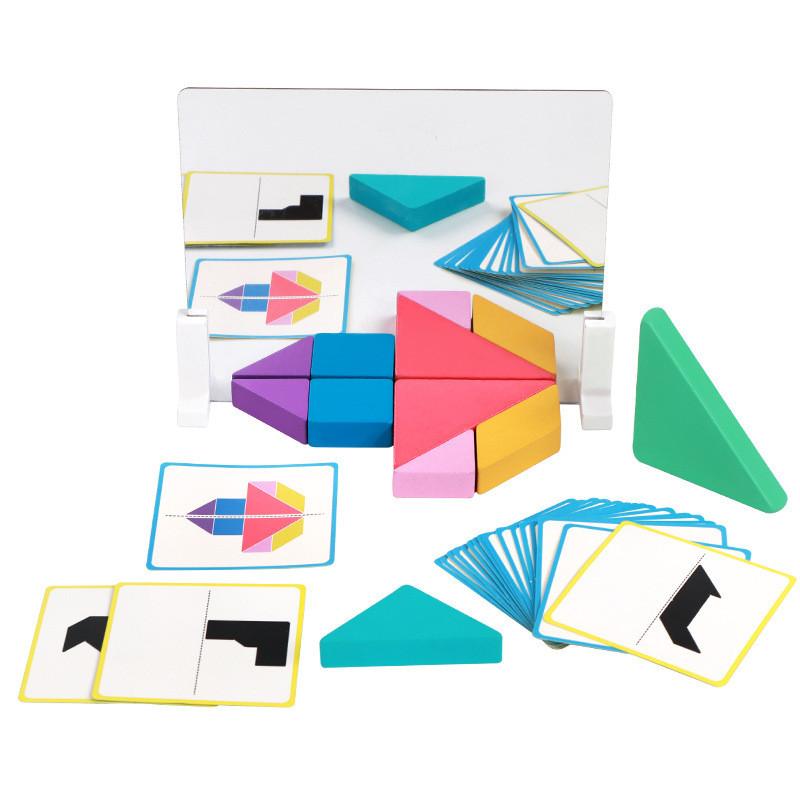

Wooden Magnetic Puzzle Blocks For Kids Age 3 To 6 Geometric Brain Teaser Toy