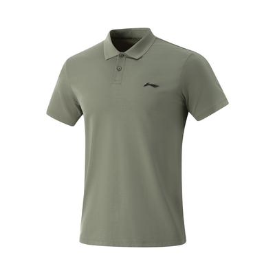 Li Ning Comfortable Casual Minimalist Solid Color Versatile Short Sleeve Polo Shirt Men Tops Tea-Green APLV037-6