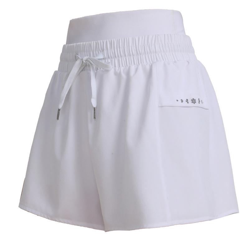 

Женские шорты для бега с высокой посадкой, быстросохнущие, больших размеров - Двухслойный вид, дышащие, не просвечивающие, свободного кроя, фитнес-одежда L белый