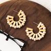 Wooden Minimalist Geometric C-Shaped Earrings Women Unique Design Fashion Statement Creative Fan Earrings