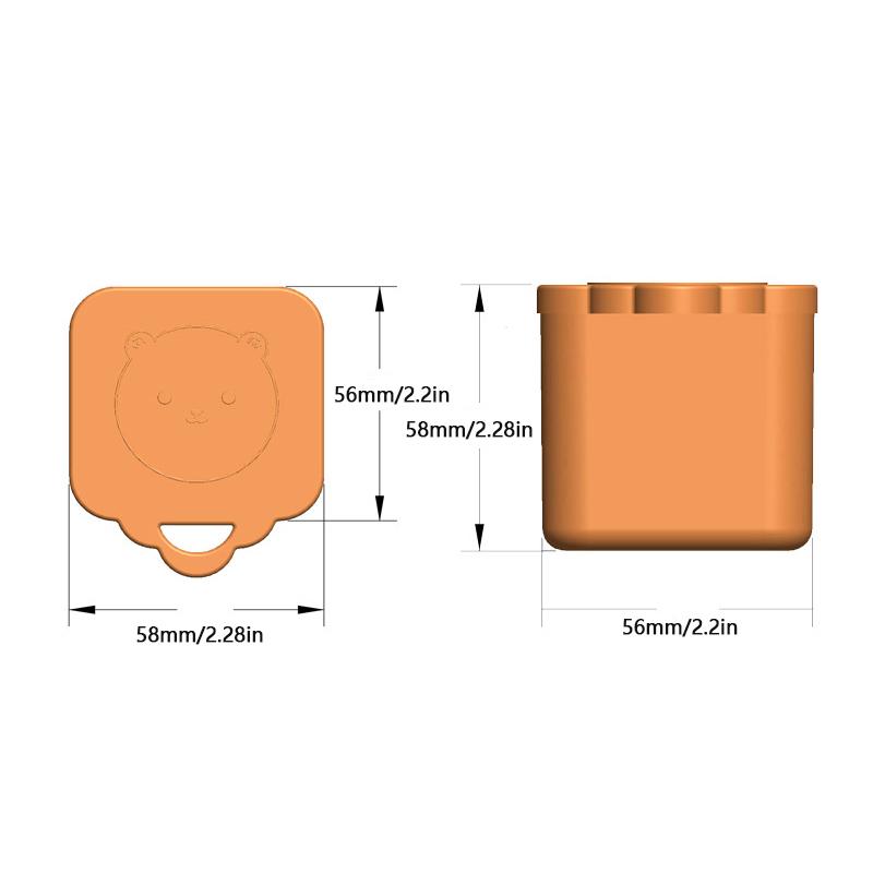 Non-Stick Silicone Lunch Box For Kid Sauce Cup With Lid Small Condiment Dipping Storage Box Container Cute Bear Square Bento Cup