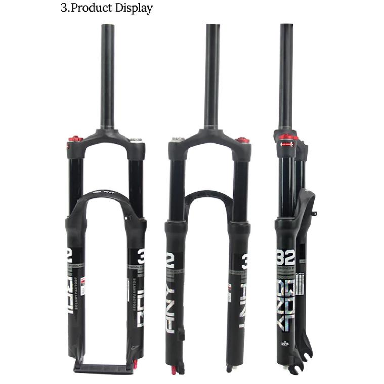 Bolany Mountain Bike Fork Suspension Double Airbag, Red Bike Front Straight Tube, Shock Absorber, Magnesium Alloy, Bike Accessor