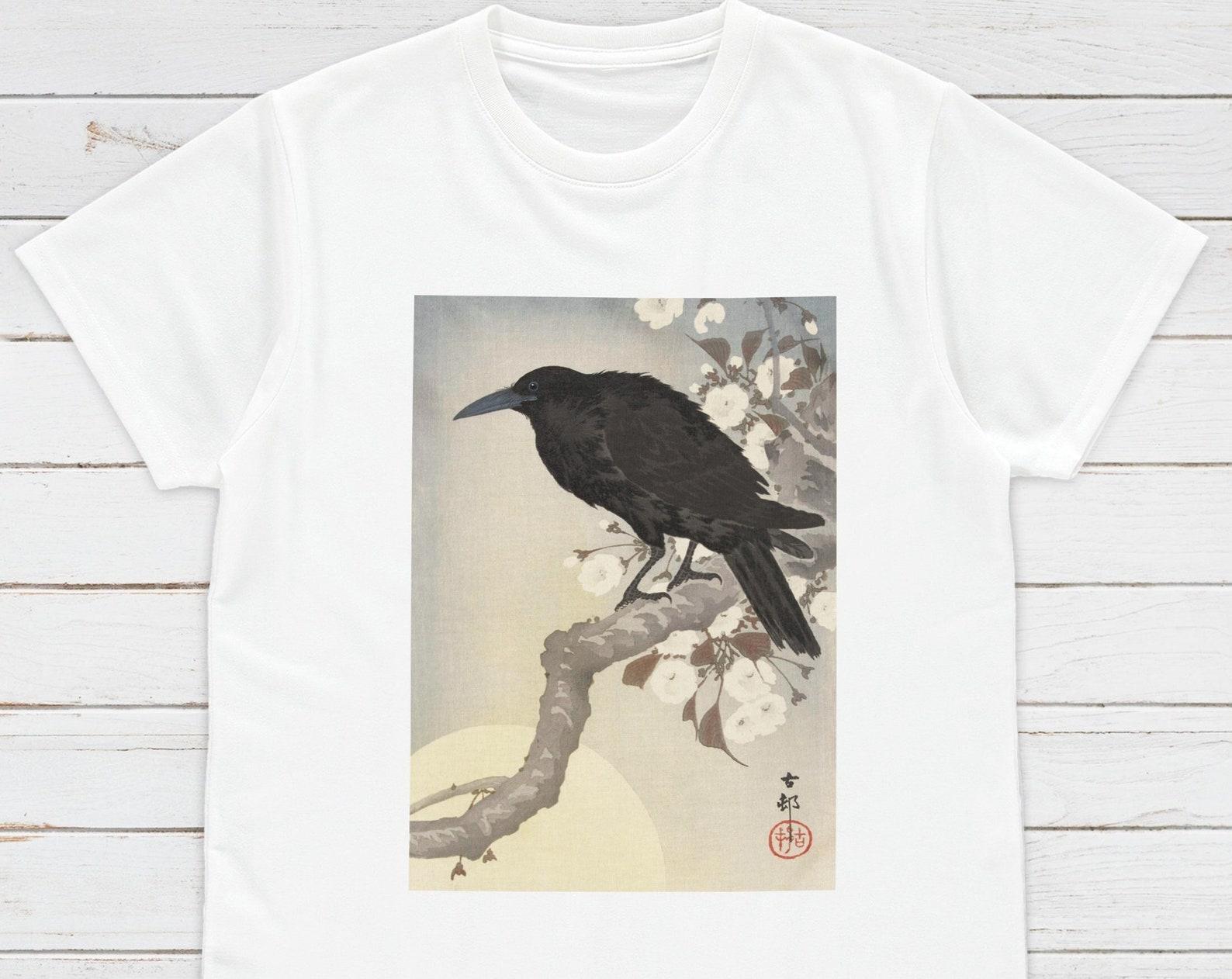 Ukiyo-e Crow Moon T-Shirt, Japanese Woodblock Art XL