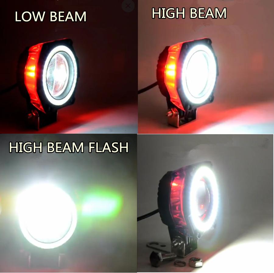 

2X 2,75 дюйма 70 Вт 5000 лм светодиодные фары-прожекторы, рабочая лампа, точечный свет с ангельским глазом, внедорожный внедорожник, квадроцикл, джип, мотоцикл DRL, дальний/ближний свет, мигающий
