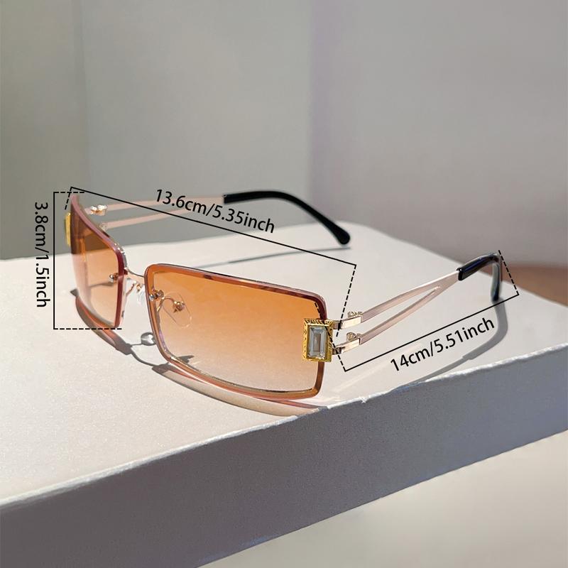 Fashion Rectangle Metal Shades Stylish Brand Design Women's Sunglasses Trendy Gradient Punk Sun Glasses with Anti UV