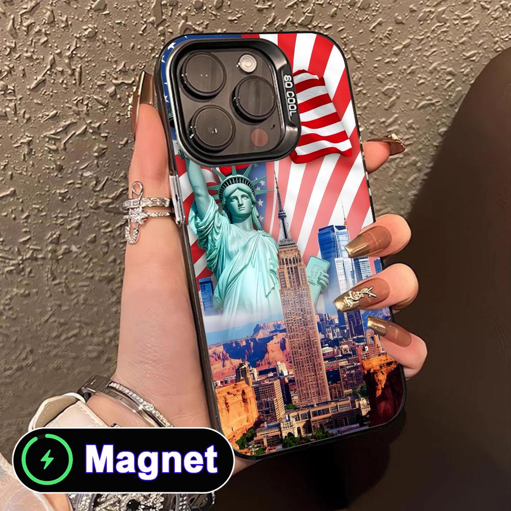 USA America Flag Translucent MagSafe Mobile Phone Case for iPhone 17 16 15 14 13 12 11 Air Pro Max Plus Colorful Cover iPhone 11