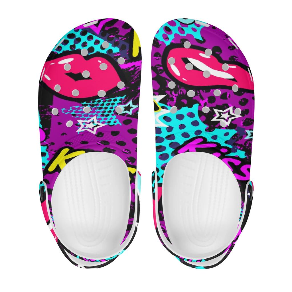 Printed EVA Beach Clogs Women Men Lightweight Breathable Slip On Garden Shoes Pool Bathroom Home Summer Sandals Garden Wear