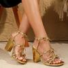 Fashion High Heeled Sandals Woman Square Toe Heels Shoes Bowknot Ladies 2025 Large Size 41 Sandalias De Mujer Summer Women's Shoes