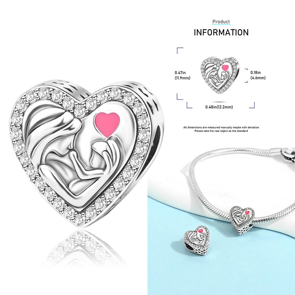 Copper Heart-Shaped Love Mothers House Family Bead Charm Pendant Fit Bracelet Jewelry Handmade Diy Gifts