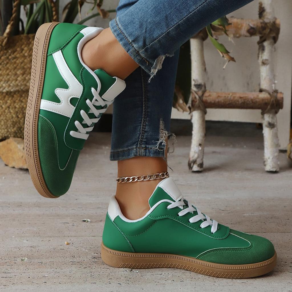 Fashion Lightweight Comfortable Sneakers for Women Fashion Striped Lace Up Sports Shoes Woman Casual Breathable Green Sneakers Plus Size