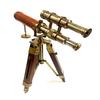 Nautical Maritime Double Barrel Telescope Spyglass Marine with Wooden Tripod Stand