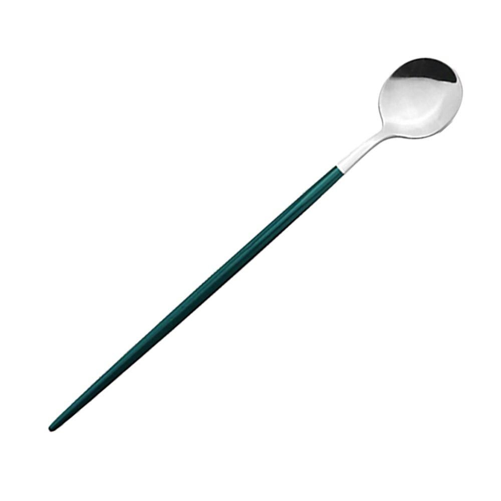 Colorful Dessert Tea Spoon Dinnerware Juice Coffee Stir Spoon Cutlery Set Ice Cream Long Handle Scoop Stainless Steel Tableware