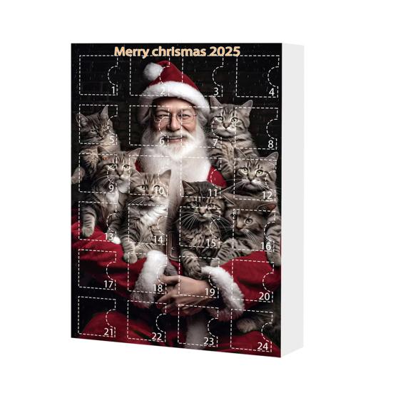 Calendar de Advent Pisică 24 Zile Calendar Numărătoare Inversă Pisică de Crăciun cu 24 Buc. Pandantive Acrilice 2D Pisică de Agățat pentru Iubitorii de Pisici